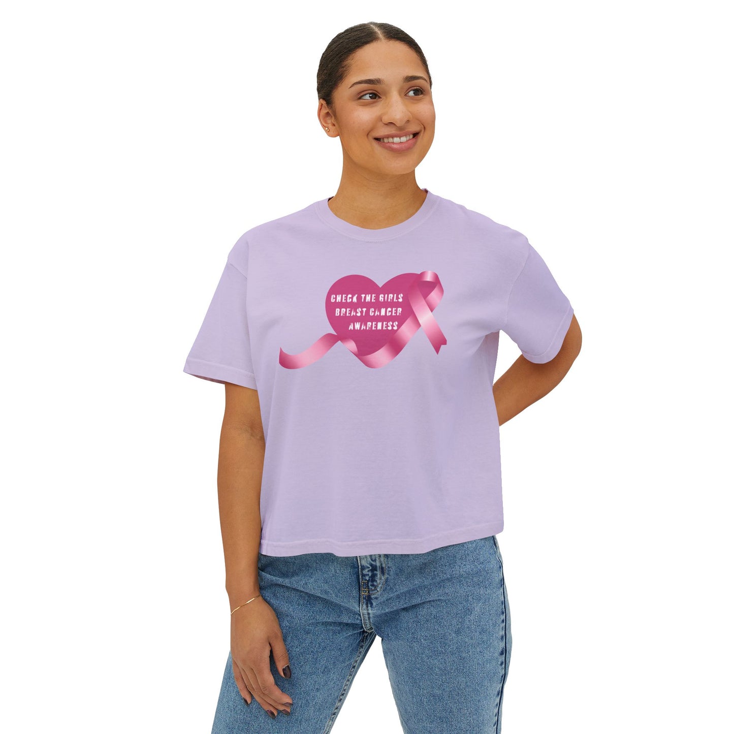 Check the Girls, Breast Cancer Awareness Women's Boxy Tee