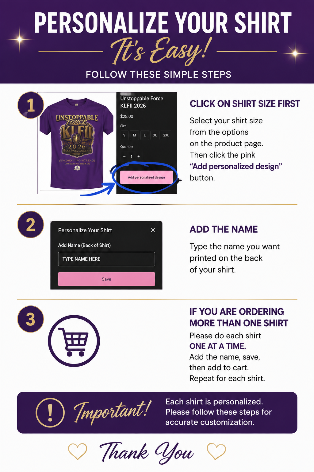 KLFII Main(FRIDAY NIGHT) T-SHIRT 2026 Men's Conference (Please order by 9/7) *Please Click on Add Personalized Design To Add Your Name*
